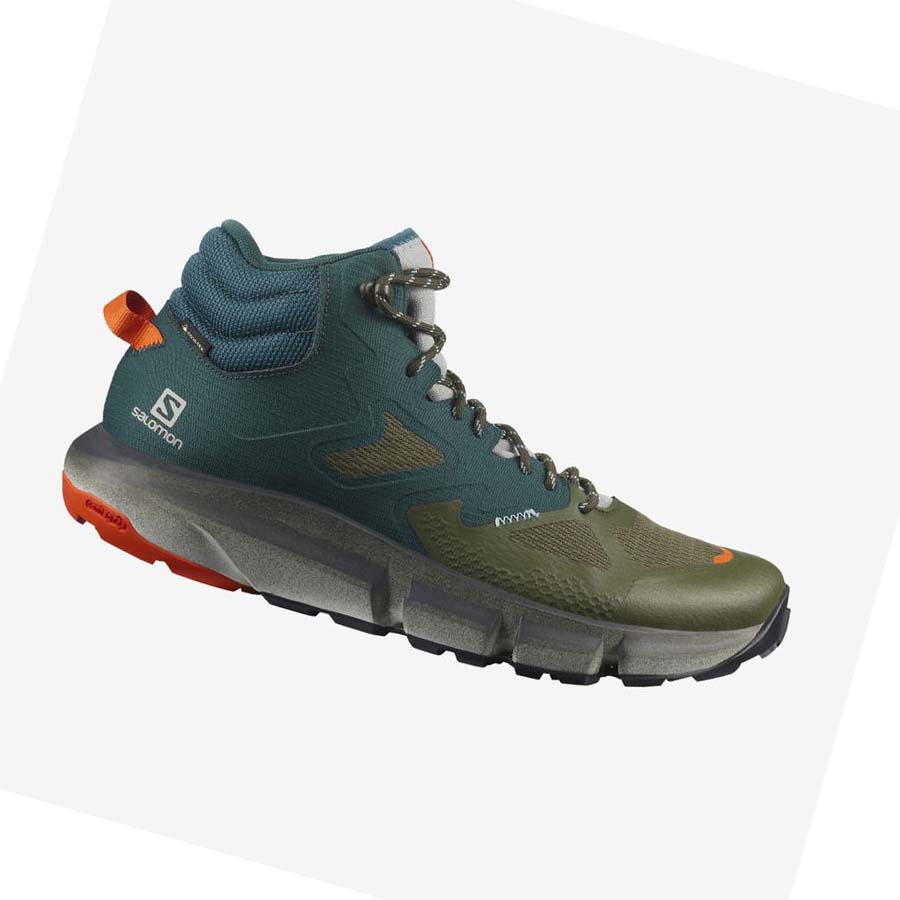 Tenis Senderismo Salomon PREDICT HIKE MID GORE-TEX Hombre Verdes Oscuro Verde Oliva | MX 3545ILH